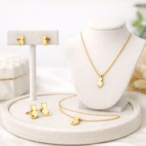 Set Aretes y Cadena en forma de Gato para Petlovers