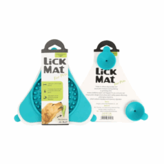 Lick mat triangular turquesa con empaque